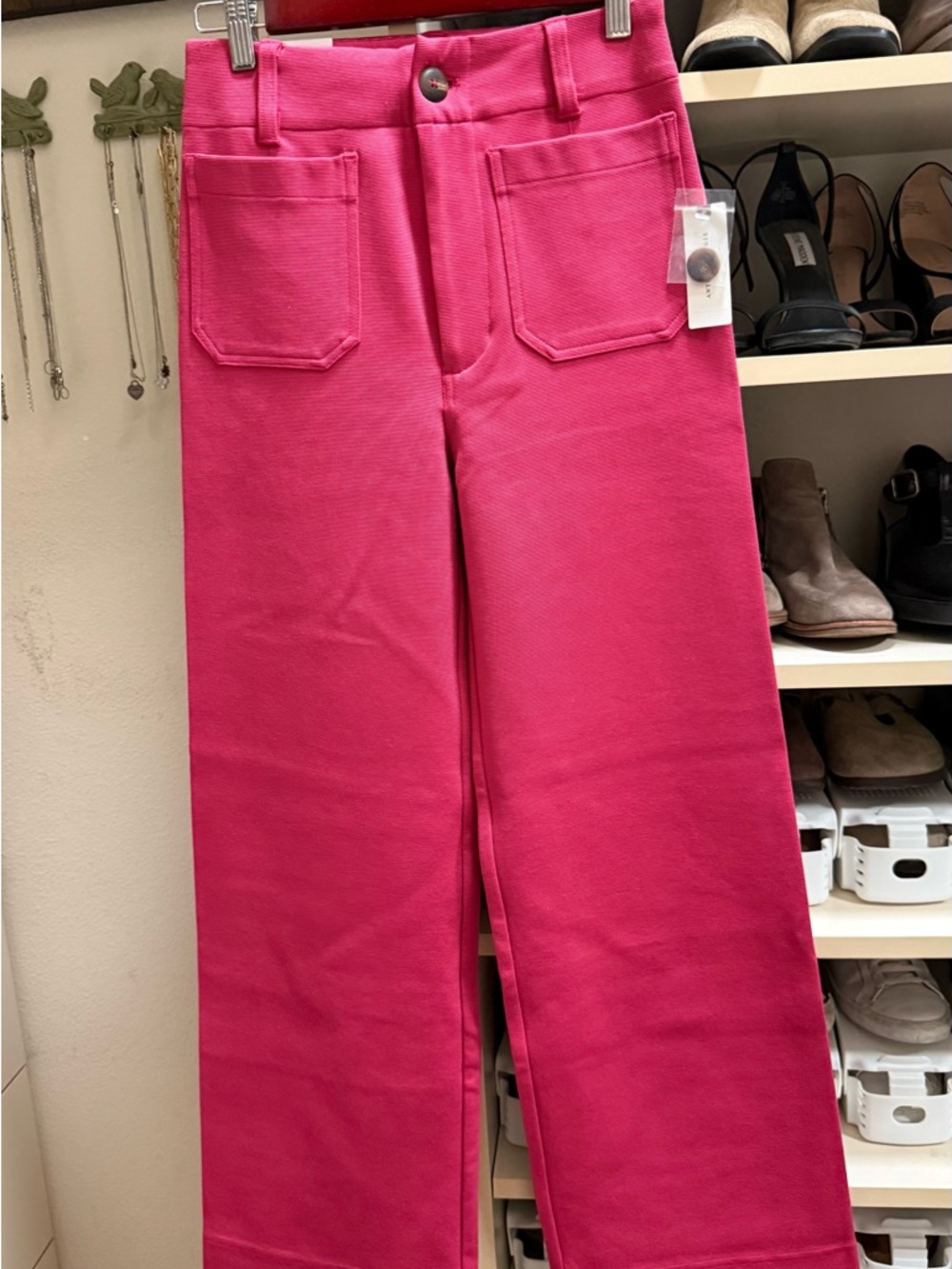 Anthropologie Collette Wide-Leg Pants in Bright Pink